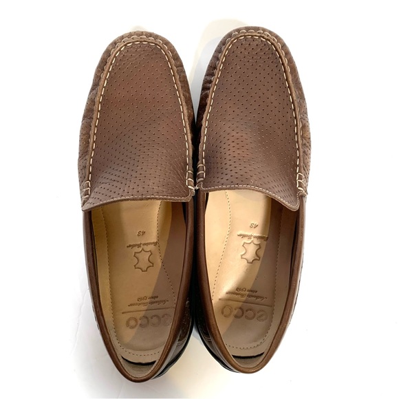 Ecco Men’s Brown Leather Perforated Loafers Size 43 U.S. 9/9.5 - Picture 5 of 7